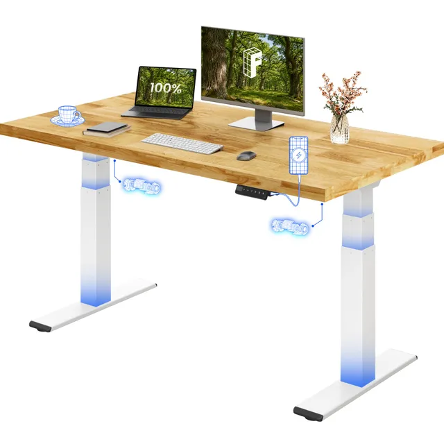 flexispot-valtrex-e200-elektrischer-schreibtisch-140x80-cm-eichen-massivholzplat image 1