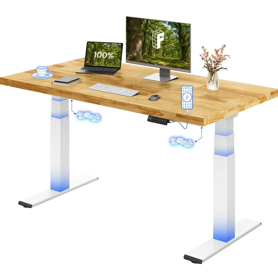 flexispot-valtrex-e200-elektrischer-schreibtisch-140x80-cm-eichen-massivholzplat image 1