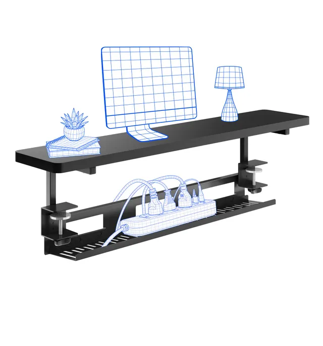 flexispot-monitorerh-hung-mit-kabelmanagement-klemmbare-schreibtischablage-schre image 1