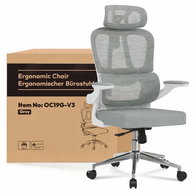 flexispot-ergonomischer-b-rostuhl-mit-2d-kopfst-tze-schreibtischstuhl-mit-klappb image 1