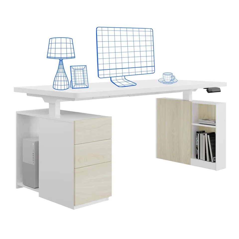 flexispot-h-henverstellbarer-schreibtisch-elektrisch-mit-untertisch-schrank-und- image 1