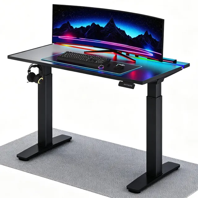 flexispot-elektrisch-h-henverstellbarer-schreibtisch-gaming-desk-mit-led-lichtle image 1