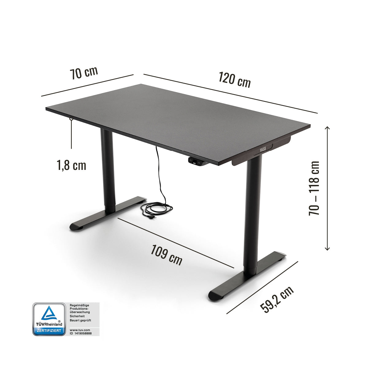 yaasa-desk-basic-s-elektrisch-h-henverstellbarer-schreibtisch-70-118-cm-mit-usb- image 3