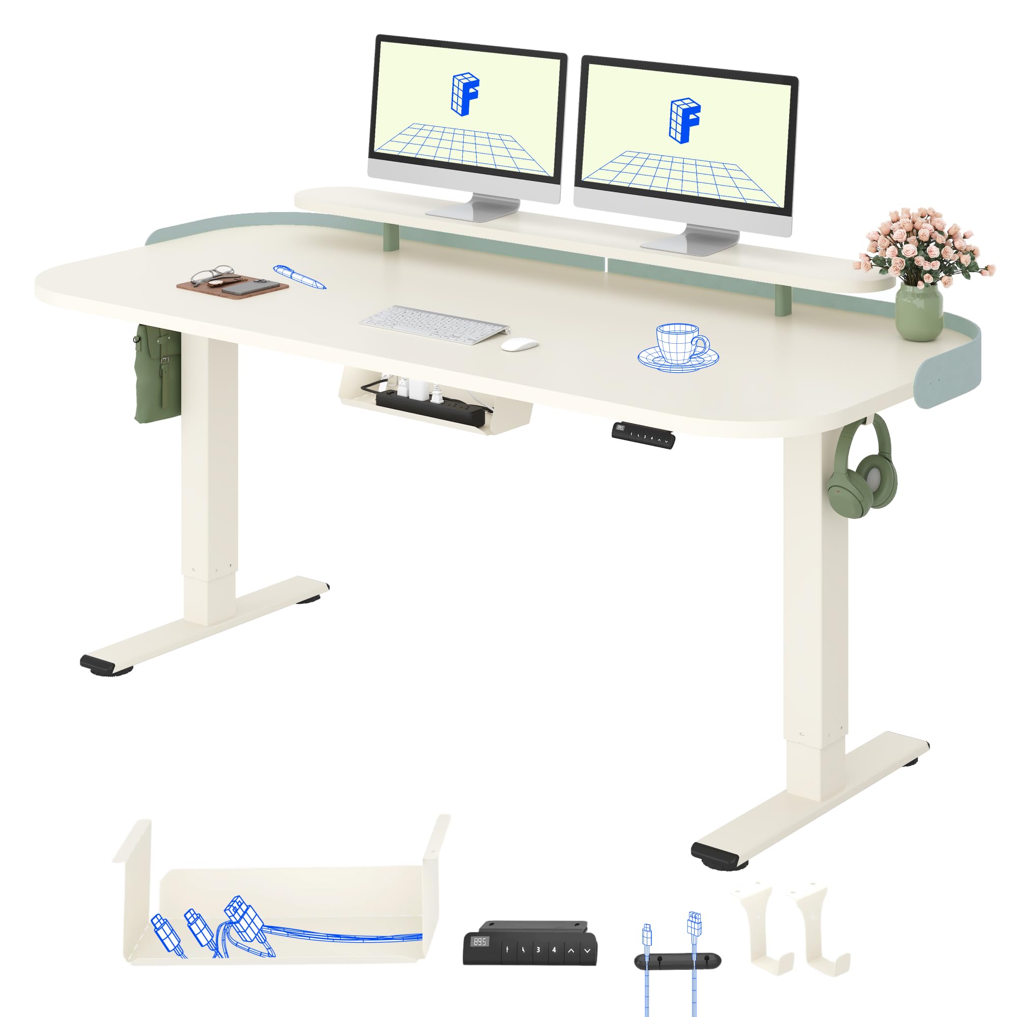 flexispot-schreibtisch-h-henverstellbar-elektrisch-dual-motor-25-mm-einteilige-t image 1