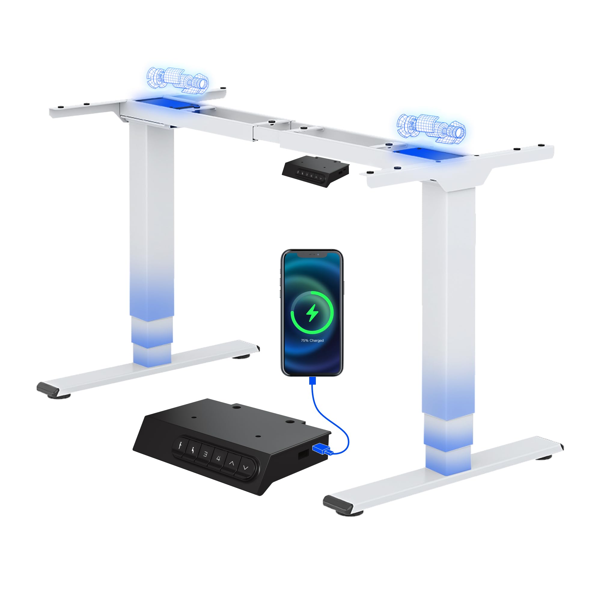 flexispot-plus-elektro-schreibtischgestell-doppelmotorisch-3-fach-teleskop-memor image 1