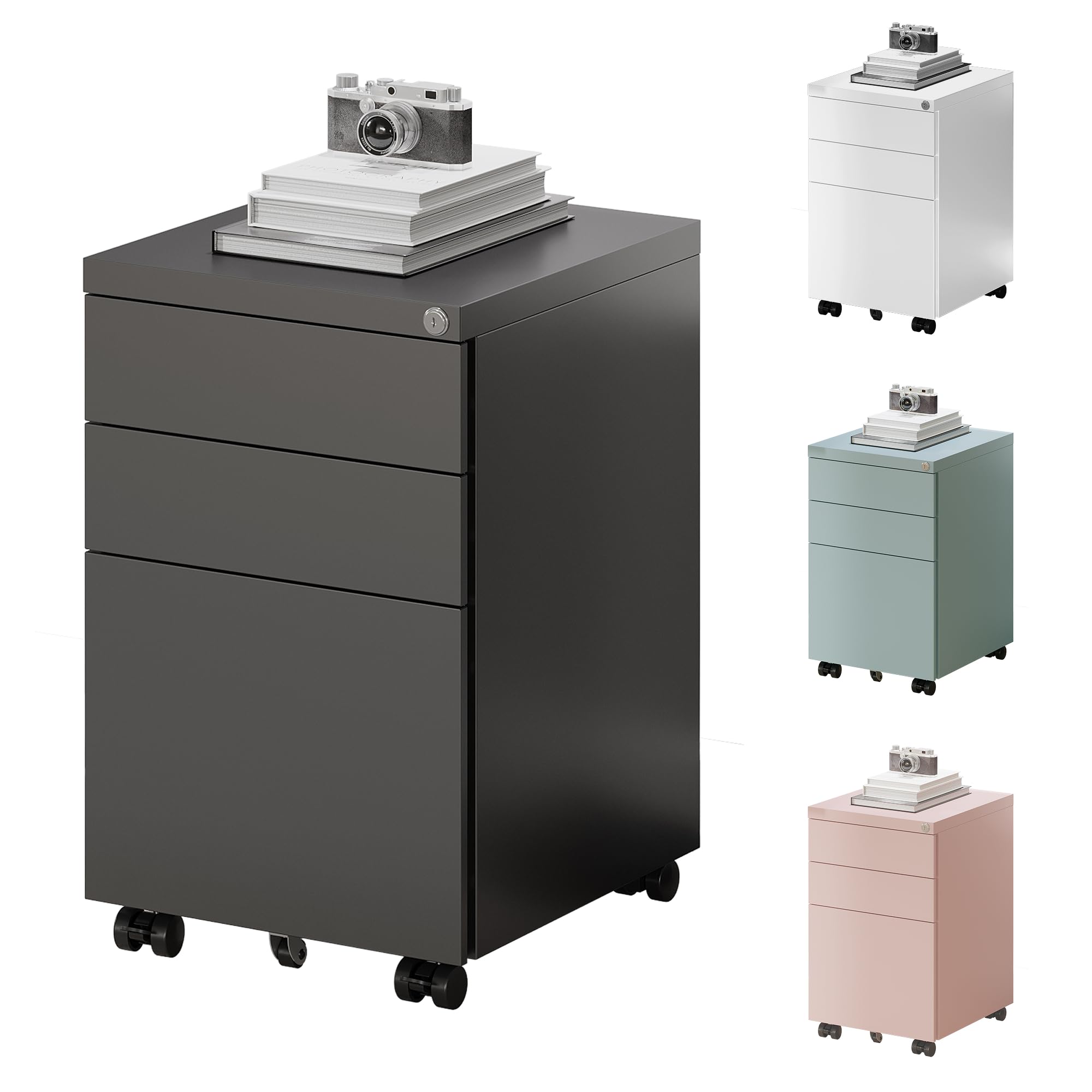 flexispot-rollcontainer-mit-3-schubladen-abschlie-barer-mobiler-aktenschrank-mit image 7