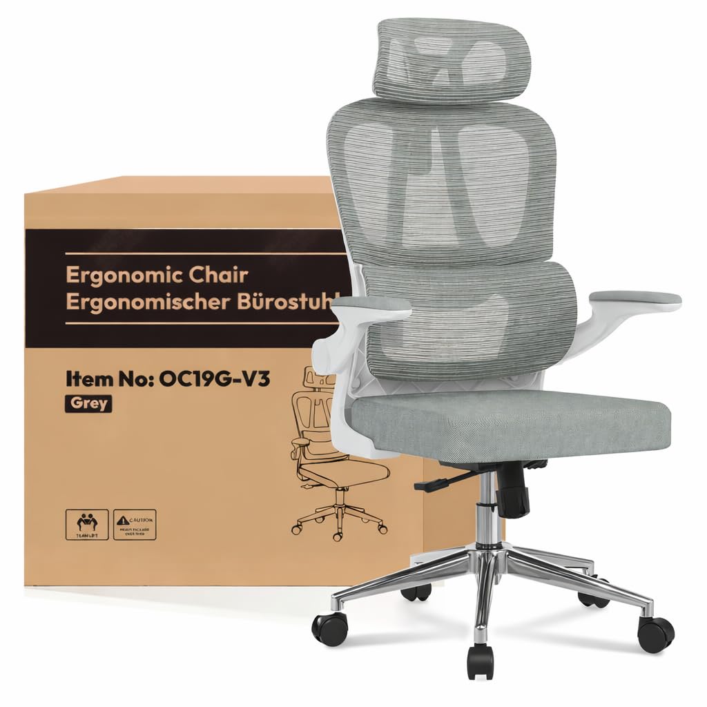 flexispot-ergonomischer-b-rostuhl-mit-2d-kopfst-tze-schreibtischstuhl-mit-klappb image 1
