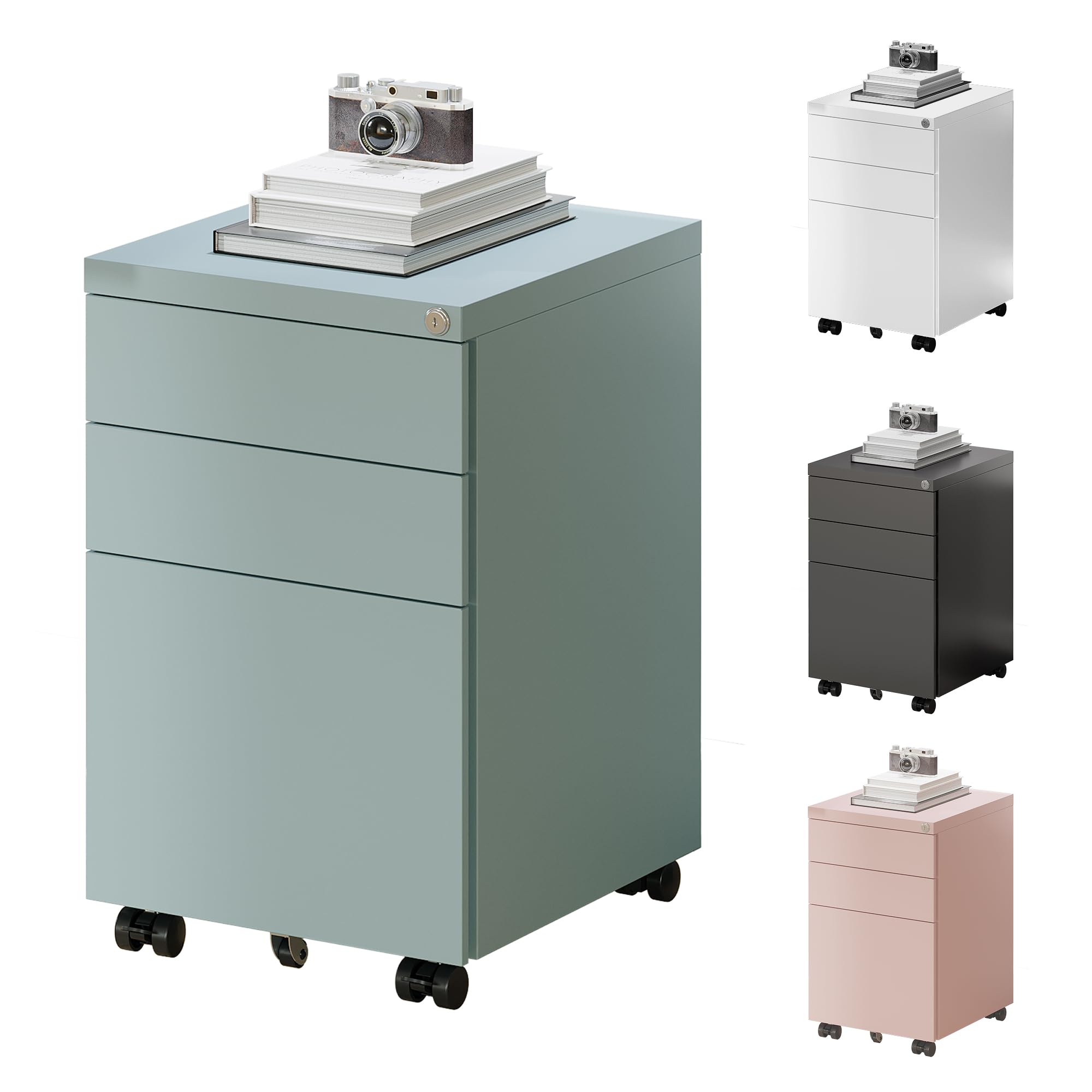 flexispot-rollcontainer-mit-3-schubladen-abschlie-barer-mobiler-aktenschrank-mit image 8