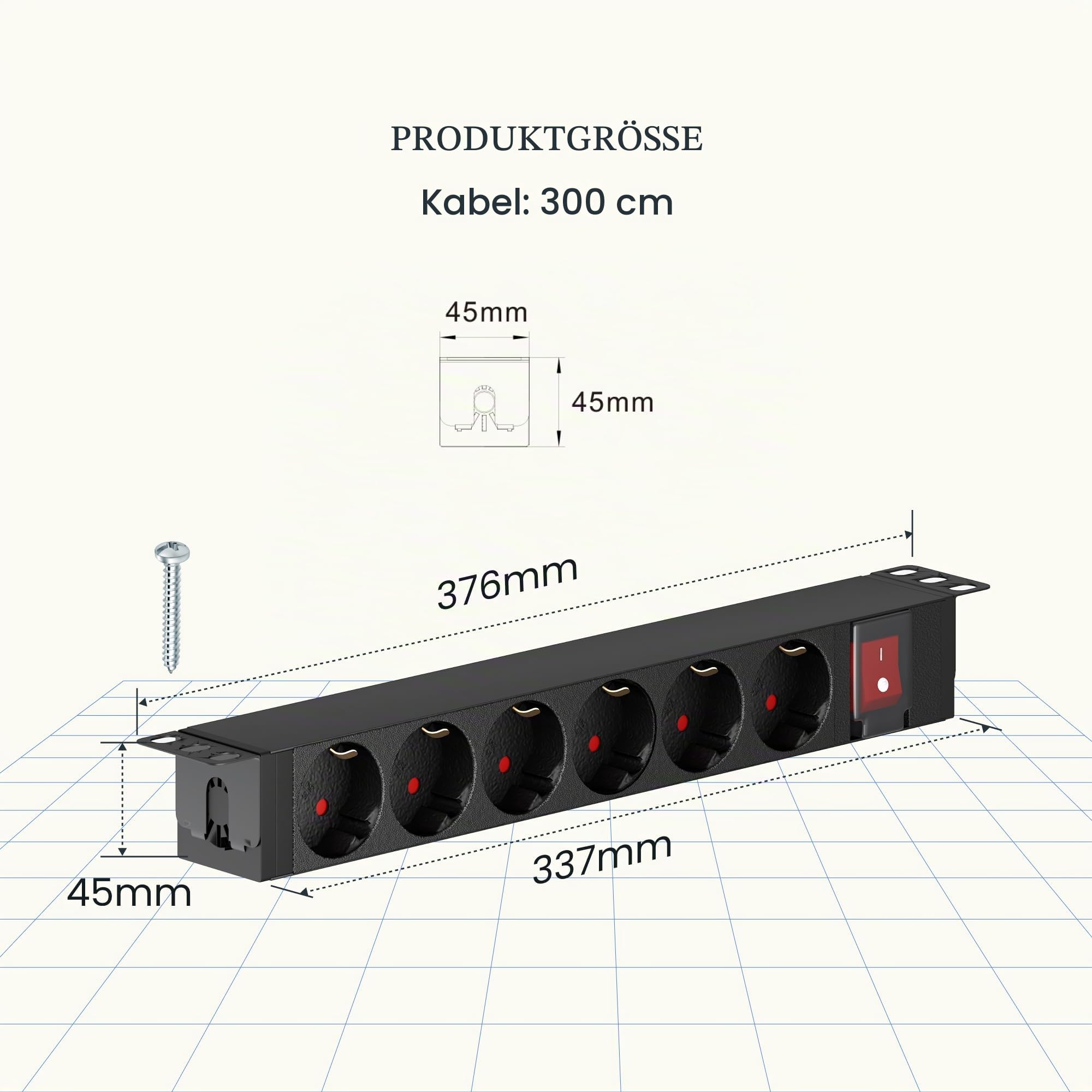 flexispot-6-fach-aluminium-steckdosenleiste-mit-schalter-3-m-kabel-16a-4000w-sch image 5