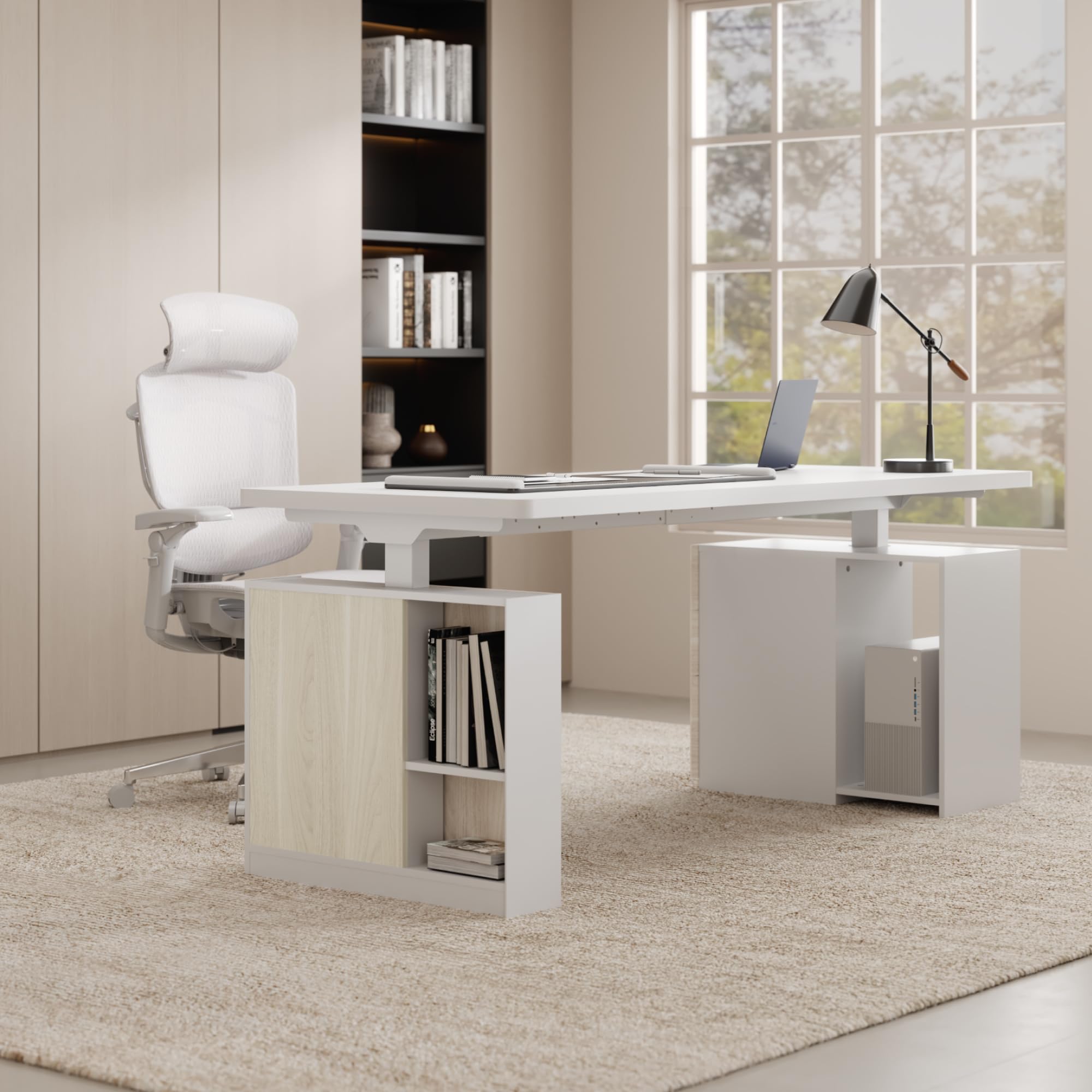 flexispot-h-henverstellbarer-schreibtisch-elektrisch-mit-untertisch-schrank-und- image 2