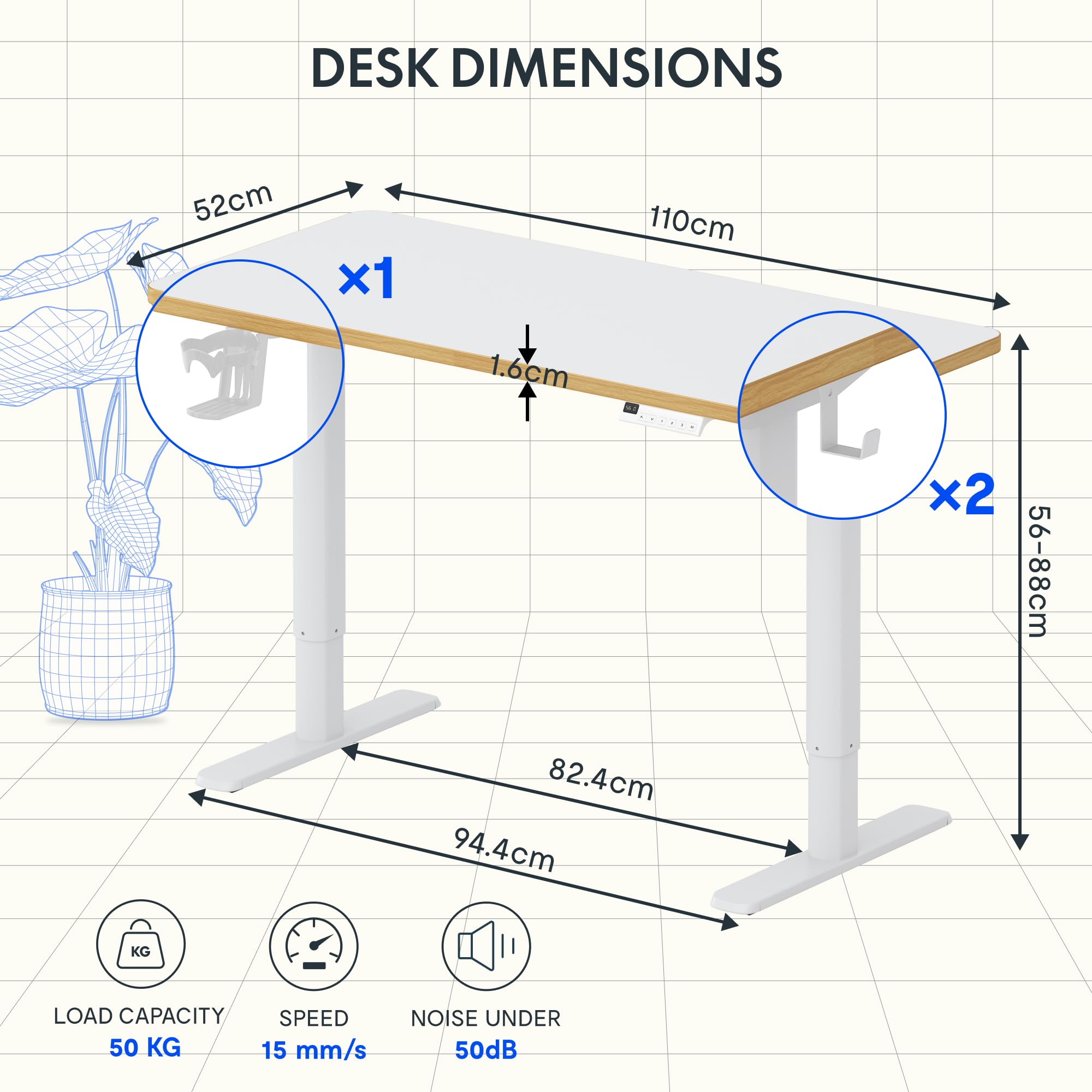 flexispot-kinderschreibtisch-110-x-52-cm-elektrisch-h-henverstellbar-56-88-cm-mi image 2
