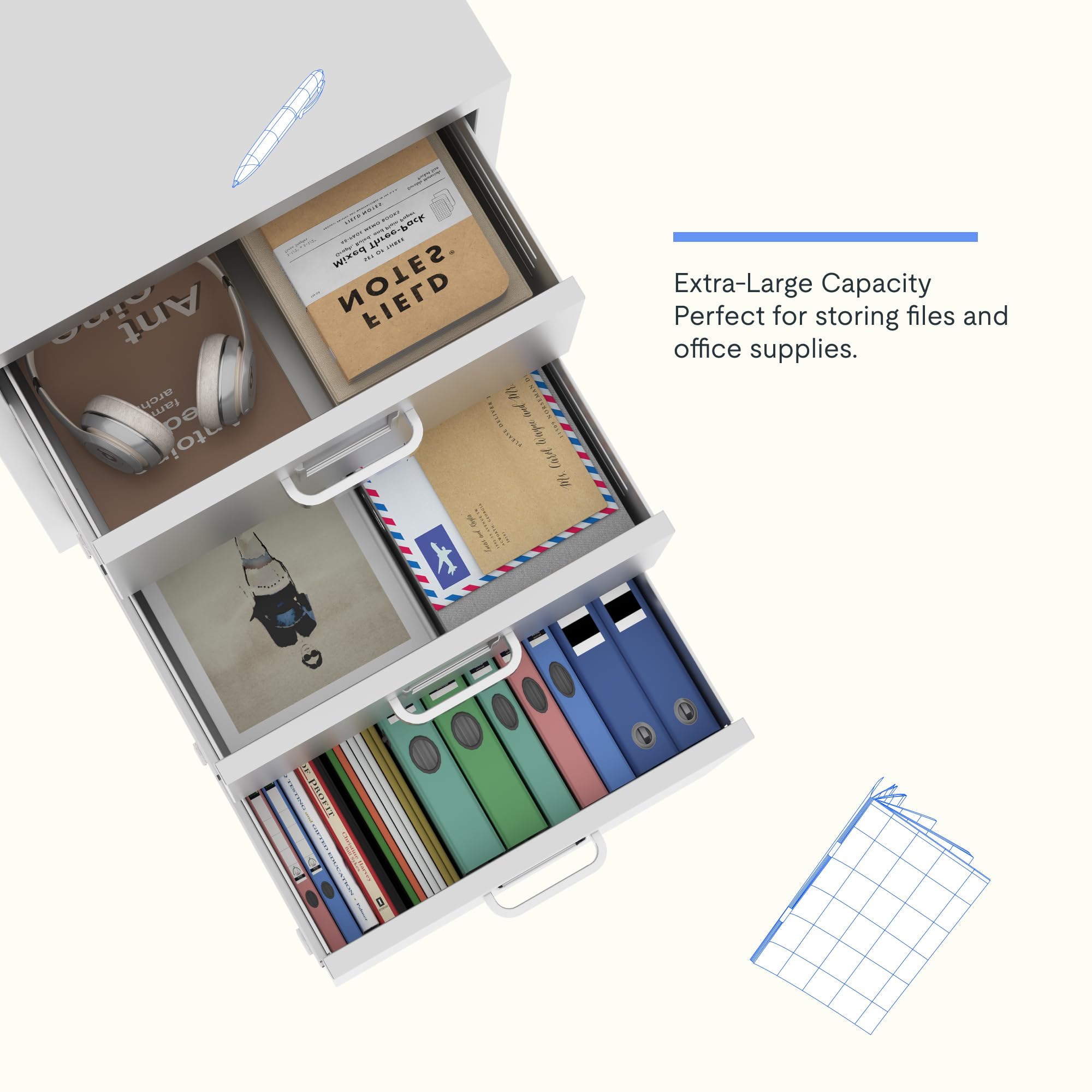 flexispot-rollcontainer-mit-3-schubladen-mobiler-aktenschrank-aus-metall-mit-rol image 8