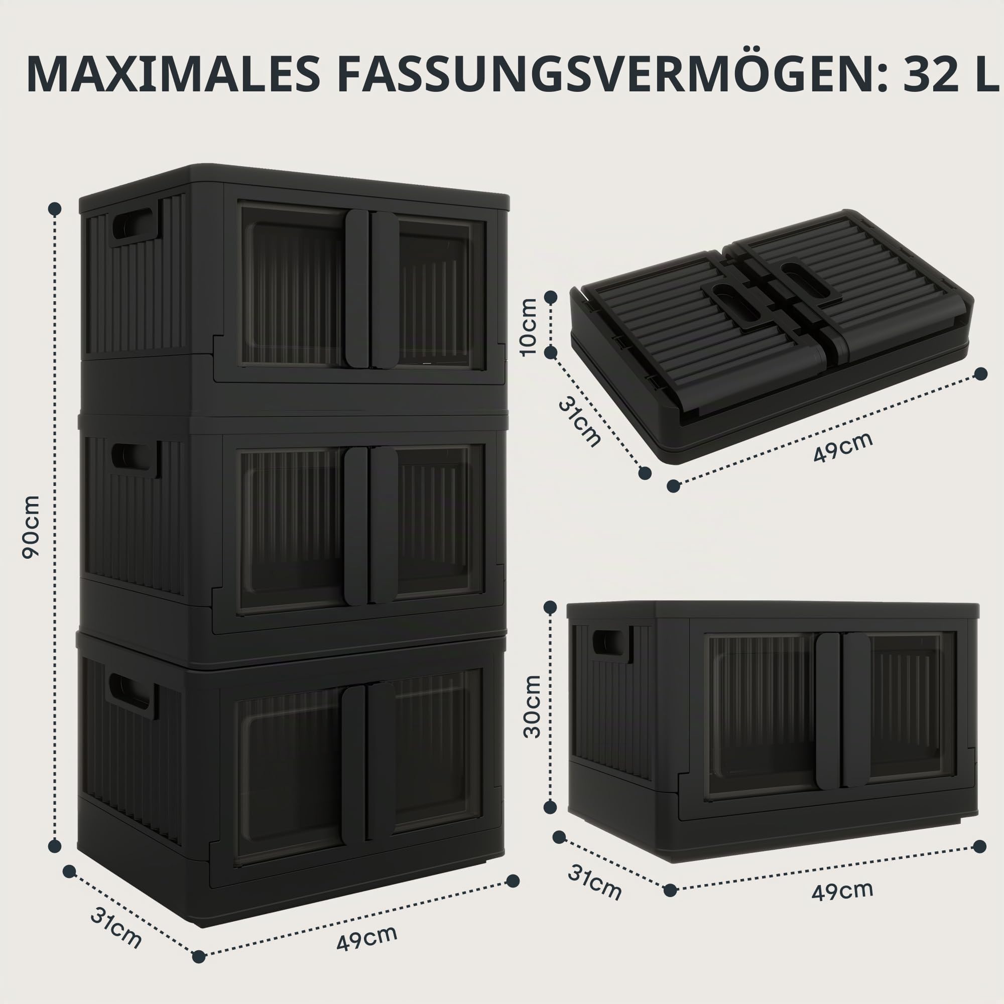 flexispot-aufbewahrungsboxen-32l-3er-set-faltbare-stapelbare-storage-boxes-mit-d image 7