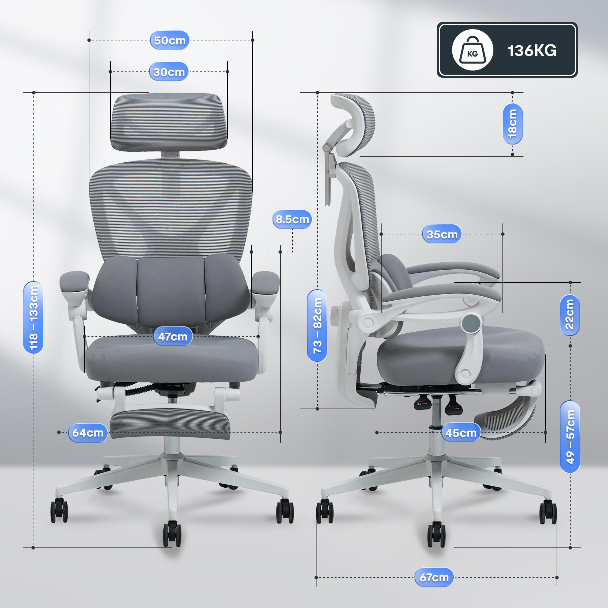 flexispot-ergonomischer-b-rostuhl-mit-fu-st-tze-zonenweise-einstellbarer-lendens image 2