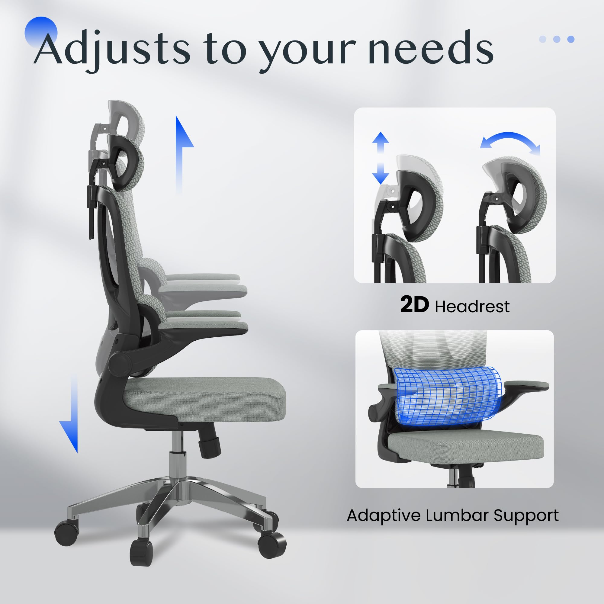 flexispot-ergonomischer-b-rostuhl-grau-schreibtischstuhl-mit-2d-kopfst-tze-klapp image 5