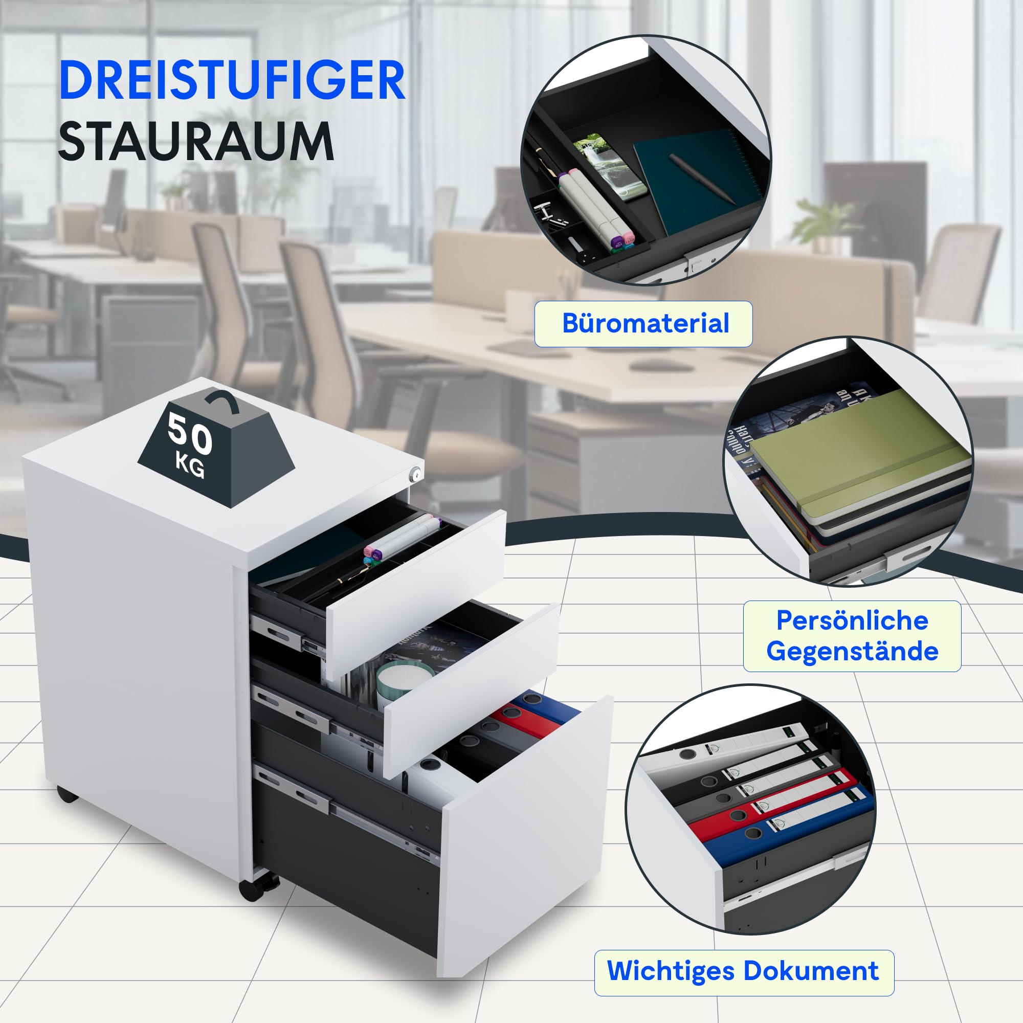 flexispot-rollcontainer-mit-3-schubladen-abschlie-barer-mobiler-aktenschrank-mit image 5