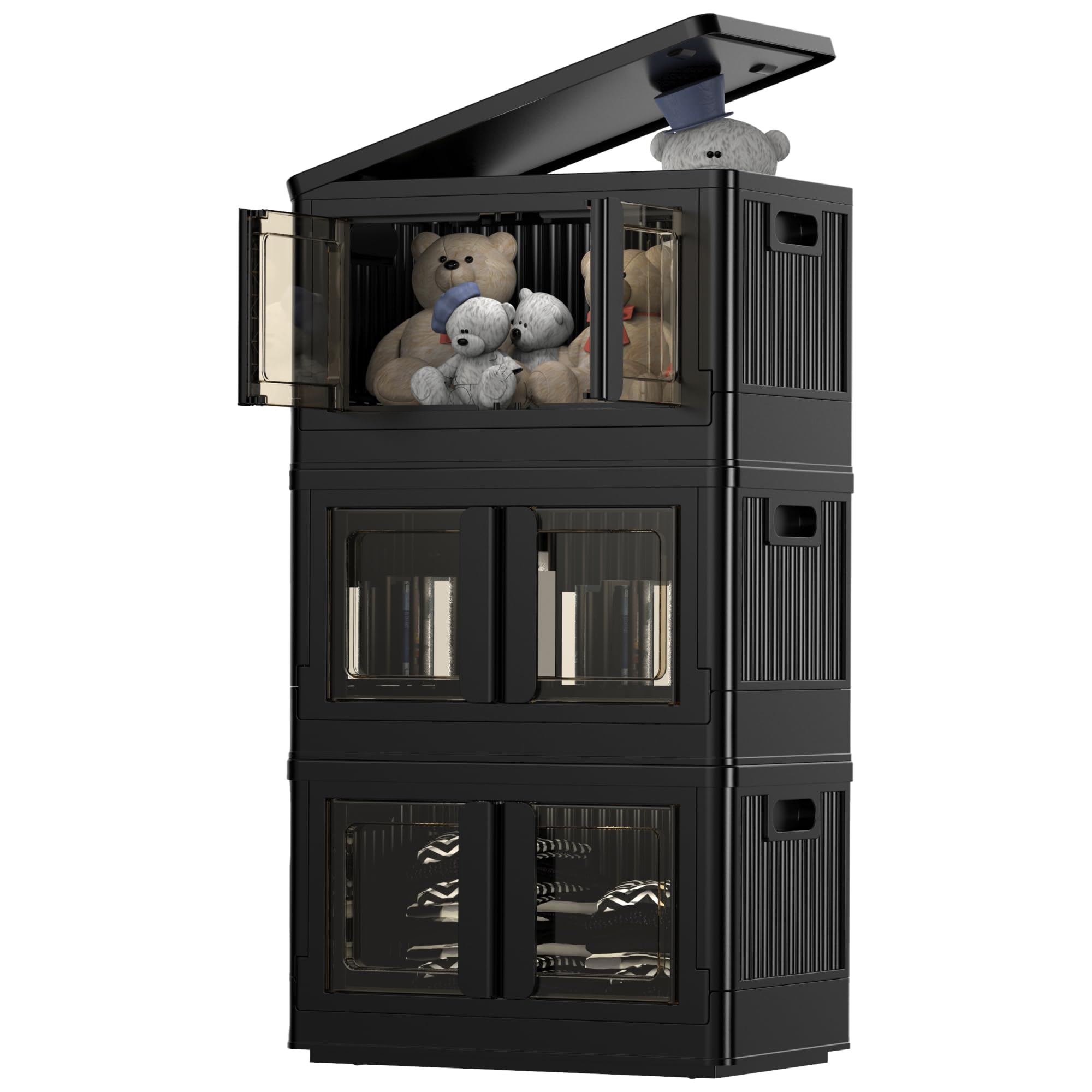 flexispot-aufbewahrungsboxen-32l-3er-set-faltbare-stapelbare-storage-boxes-mit-d image 1