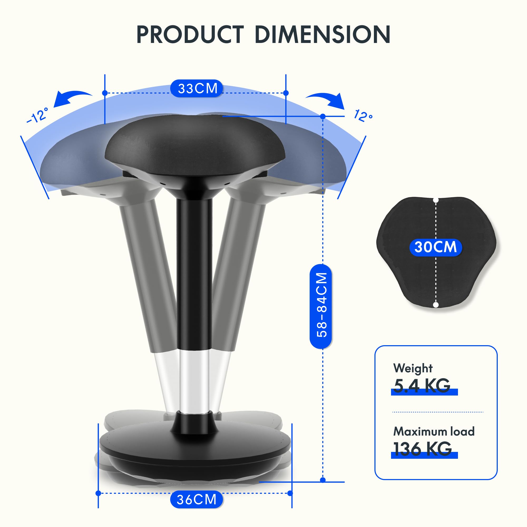 flexispot-wobble-hocker-ergonomischer-arbeitshocker-als-stehhilfe-h-henverstellb image 2