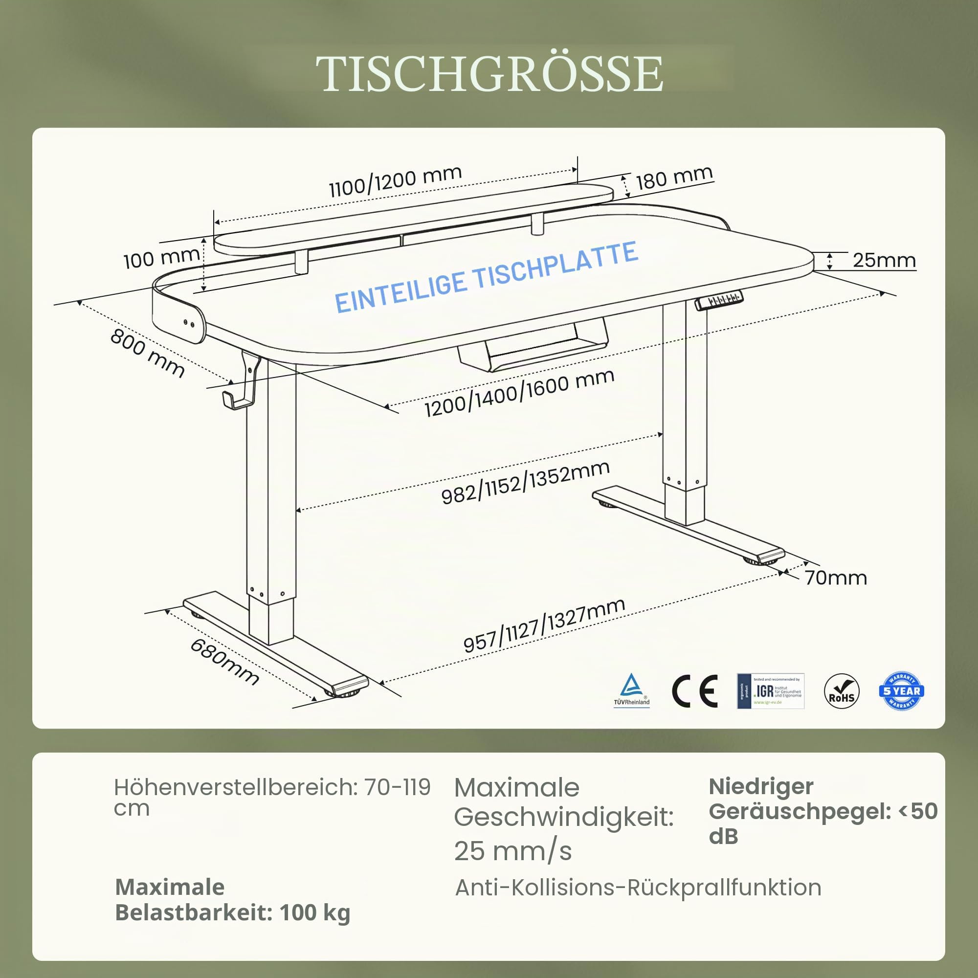 flexispot-schreibtisch-h-henverstellbar-elektrisch-dual-motor-25-mm-einteilige-t-2 image 2