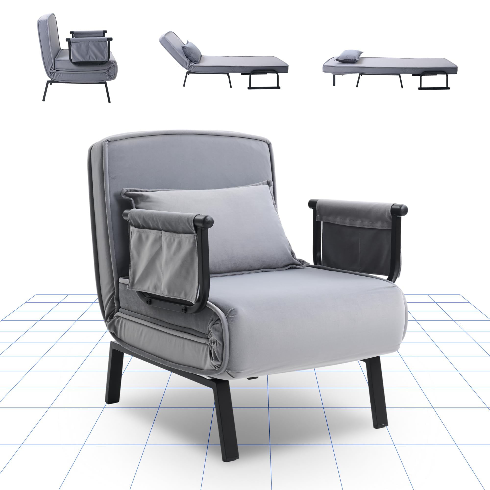 flexispot-3-in-1-schlafsessel-mit-bettfunktion-6-stufig-verstellbarer-r-ckenlehn image 1