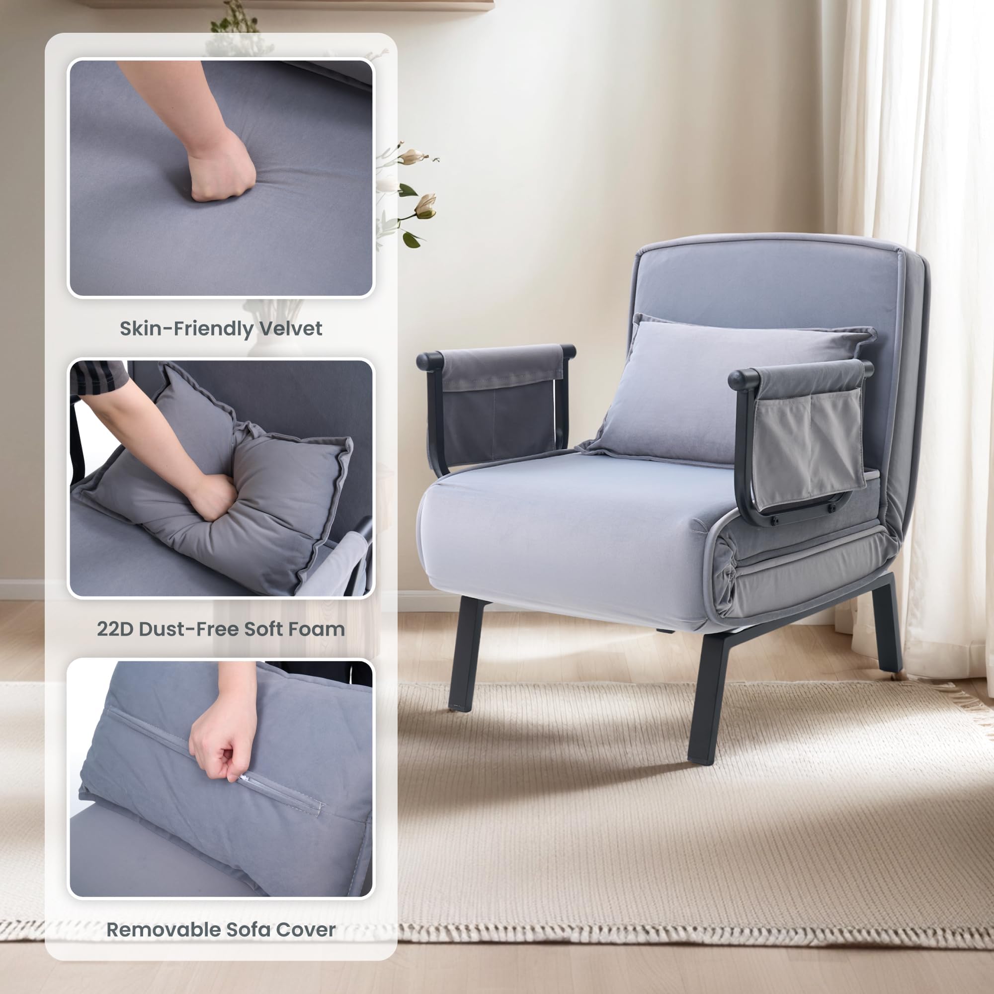 flexispot-3-in-1-schlafsessel-mit-bettfunktion-6-stufig-verstellbarer-r-ckenlehn image 7