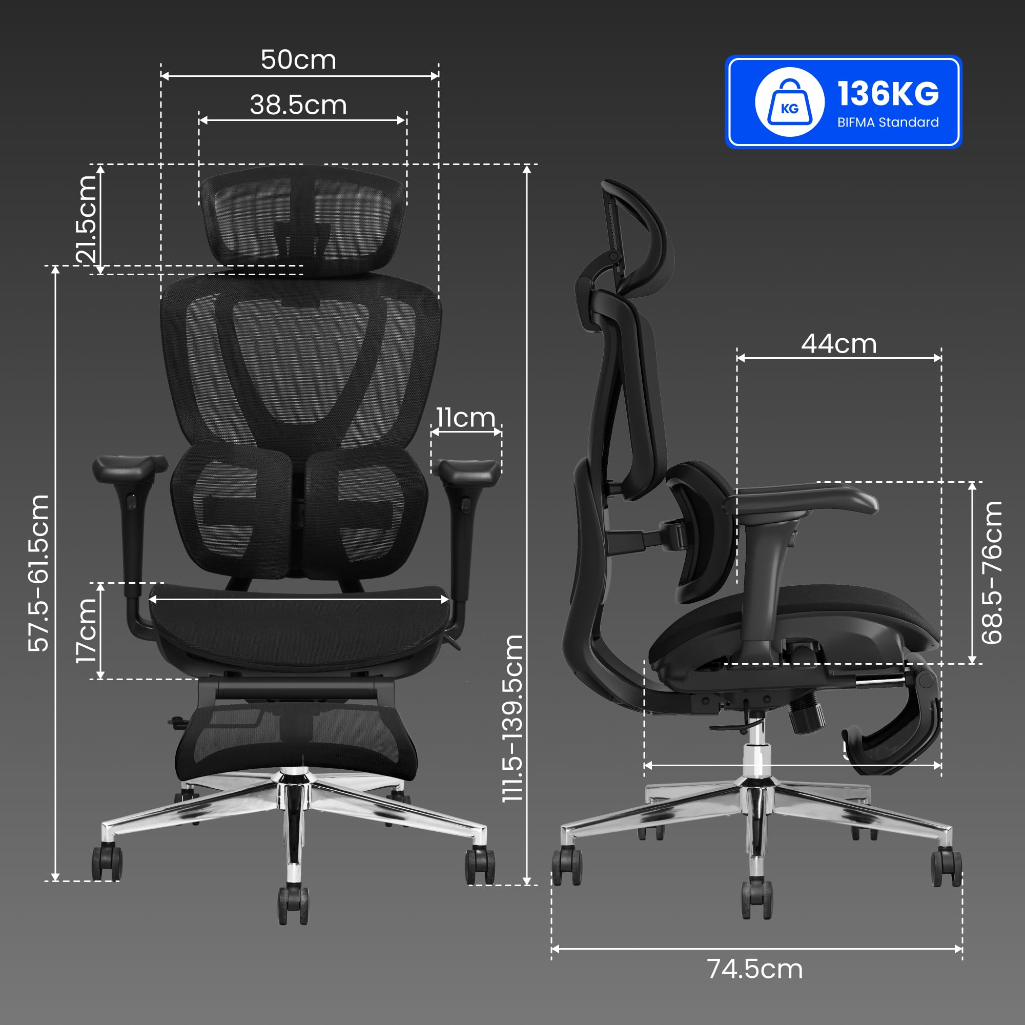 flexispot-c5-dualflex-ergonomischer-b-rostuhl-dual-wing-lendenst-tze-3d-kopfst-t image 2
