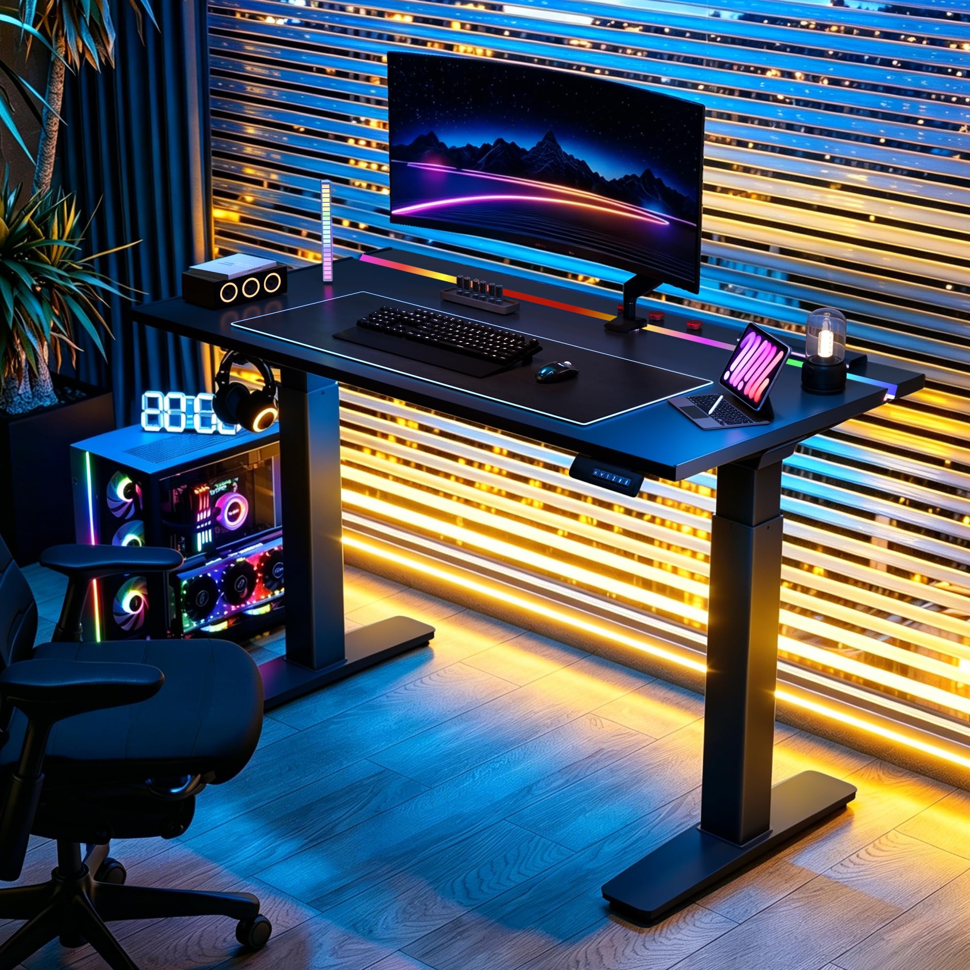 flexispot-elektrisch-h-henverstellbarer-schreibtisch-gaming-desk-mit-led-lichtle image 2