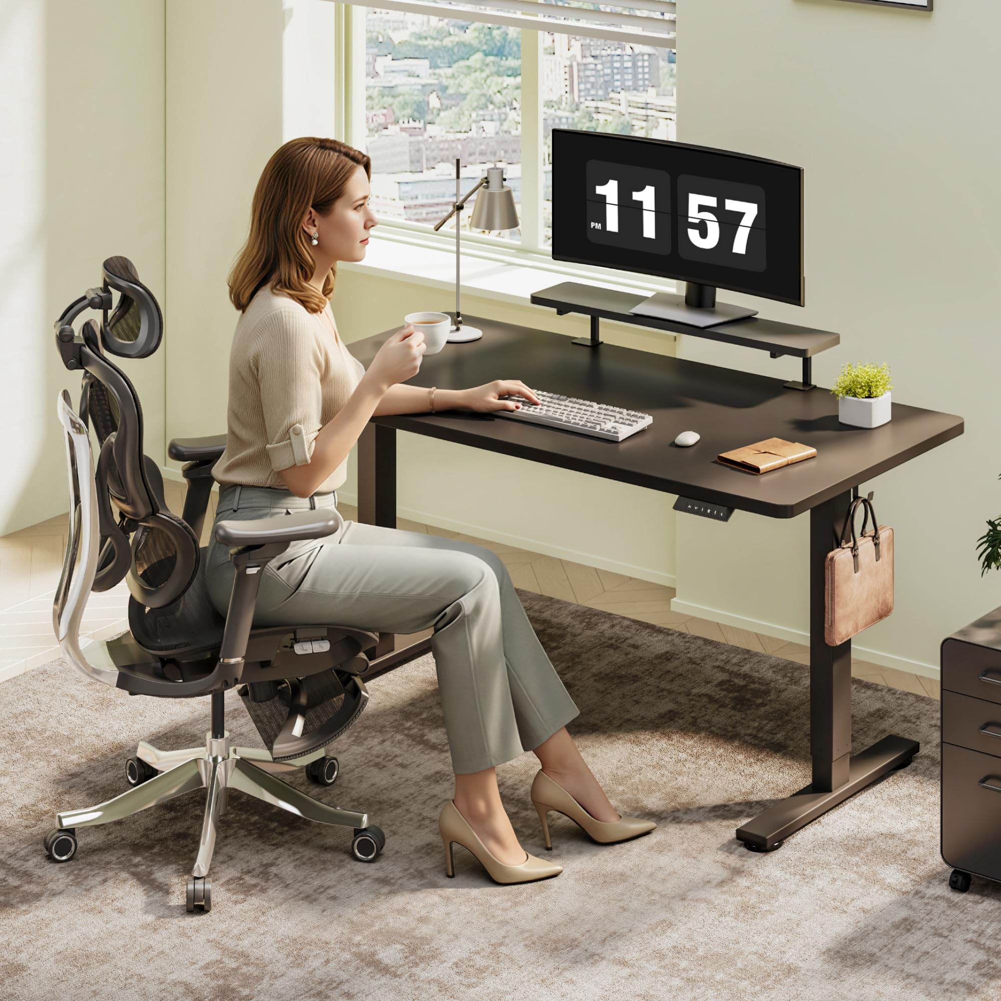 flexispot-monitorerh-hung-mit-kabelmanagement-klemmbare-schreibtischablage-schre image 2
