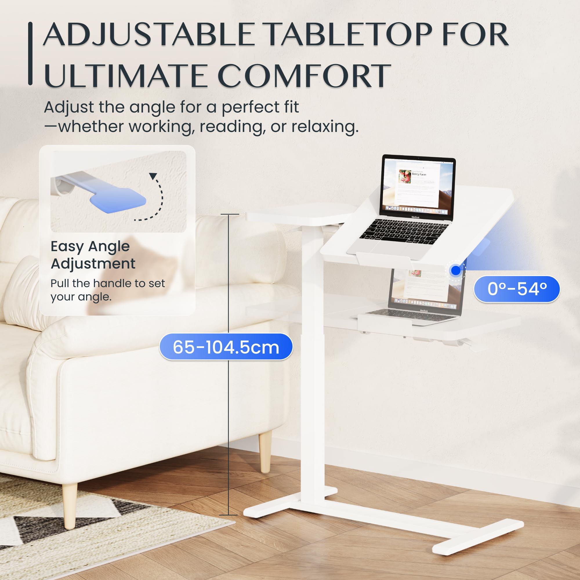 flexispot-beistelltisch-h-henverstellbar-mit-rollen-gasfeder-neigbare-tischplatt image 4