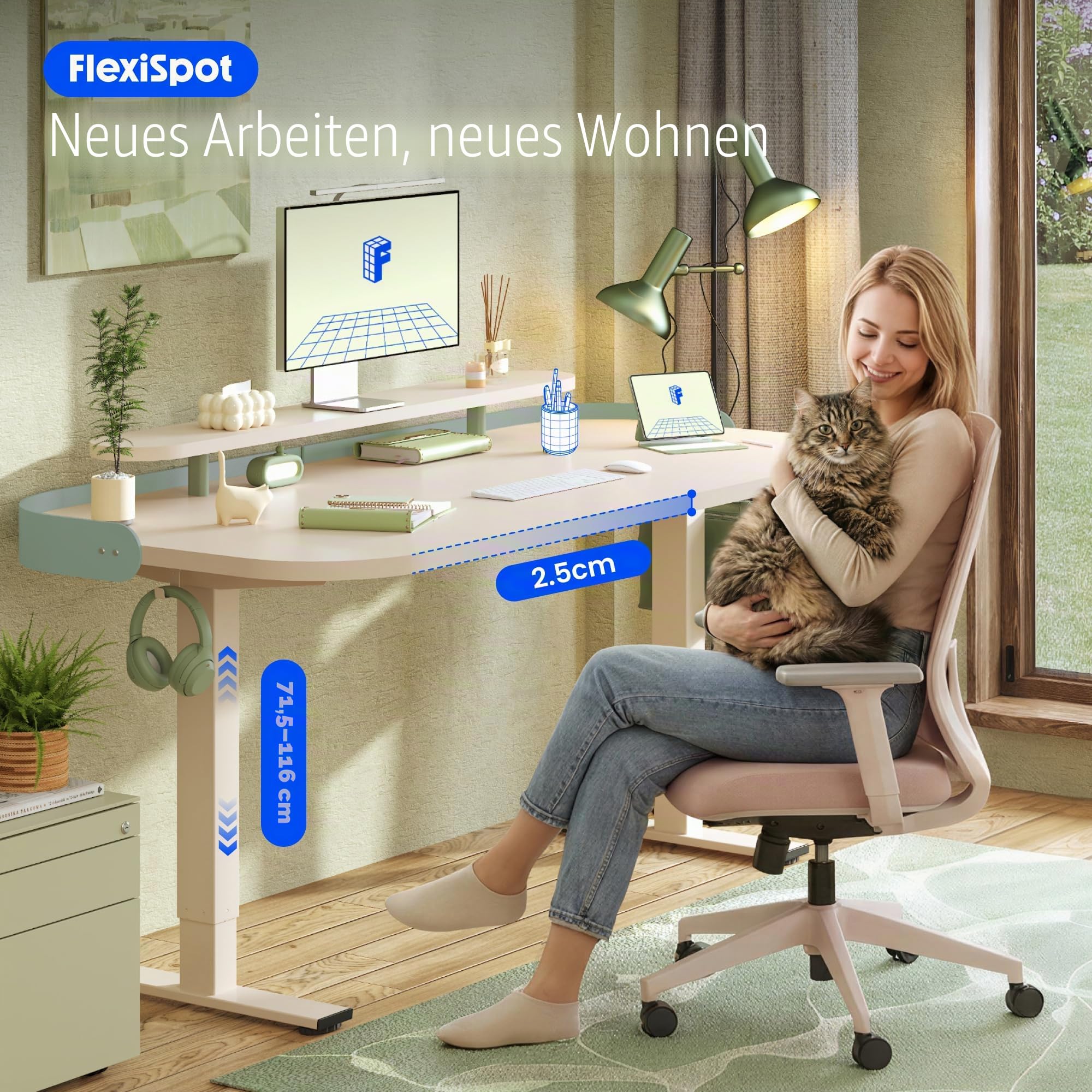 flexispot-elektrisch-h-henverstellbarer-schreibtisch-140x80-cm-mit-monitoraufsat image 3