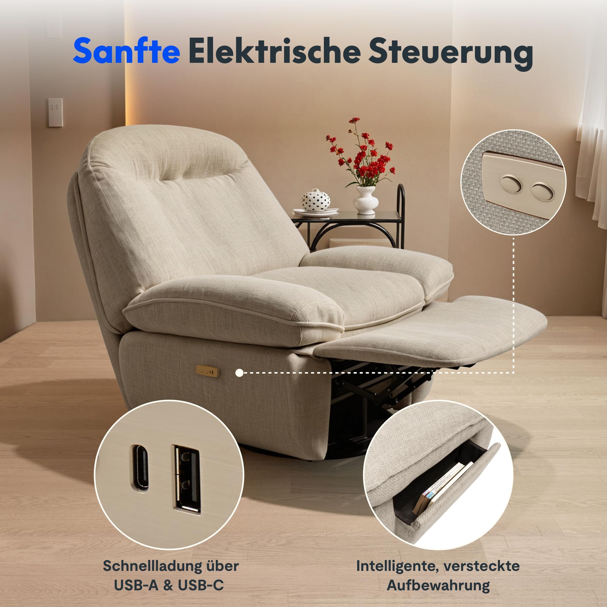 flexispot-relaxsessel-xr6-oval-elektrischer-drehsessel-fernsehsessel-mit-145-lie image 7