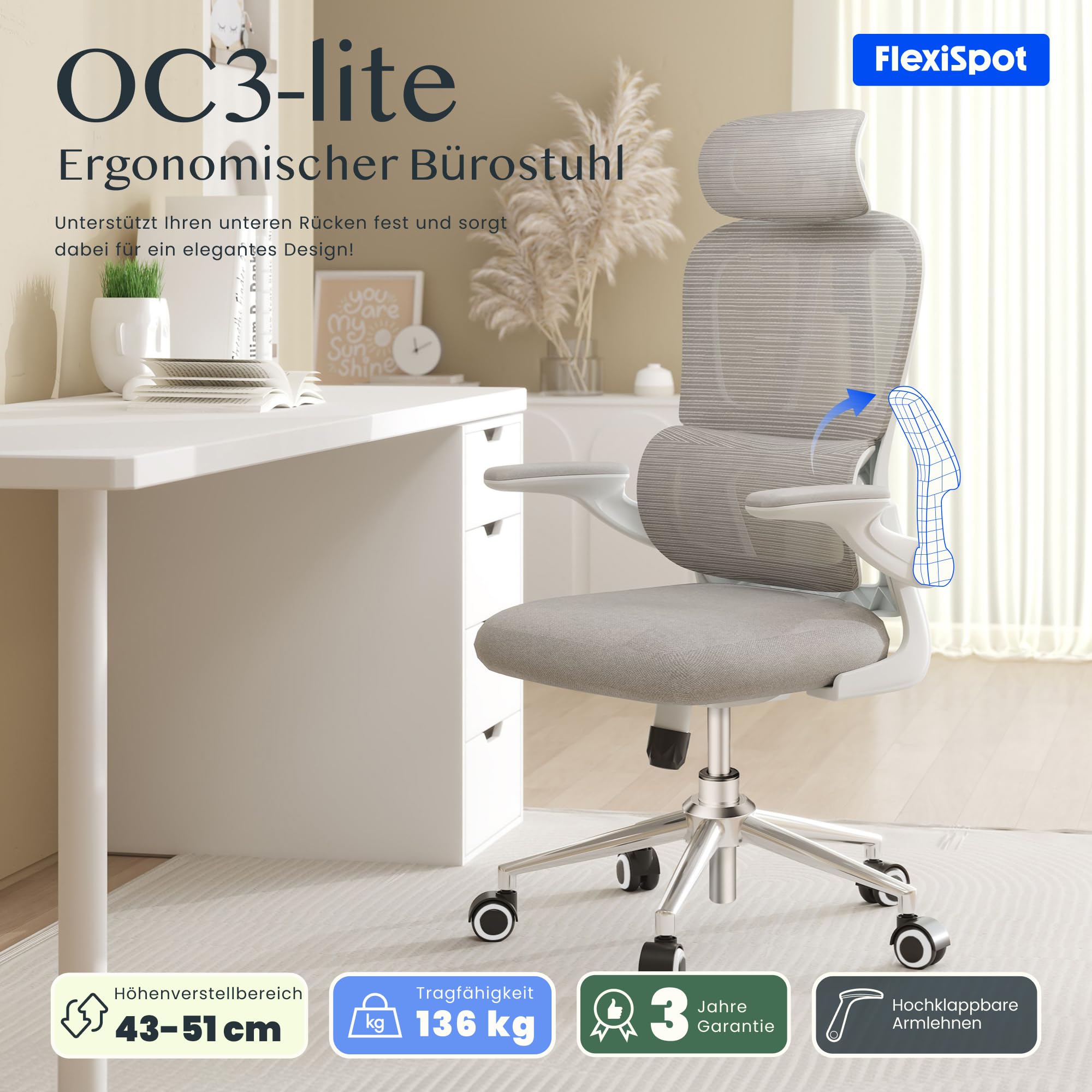 flexispot-ergonomischer-b-rostuhl-mit-2d-kopfst-tze-schreibtischstuhl-mit-klappb image 3