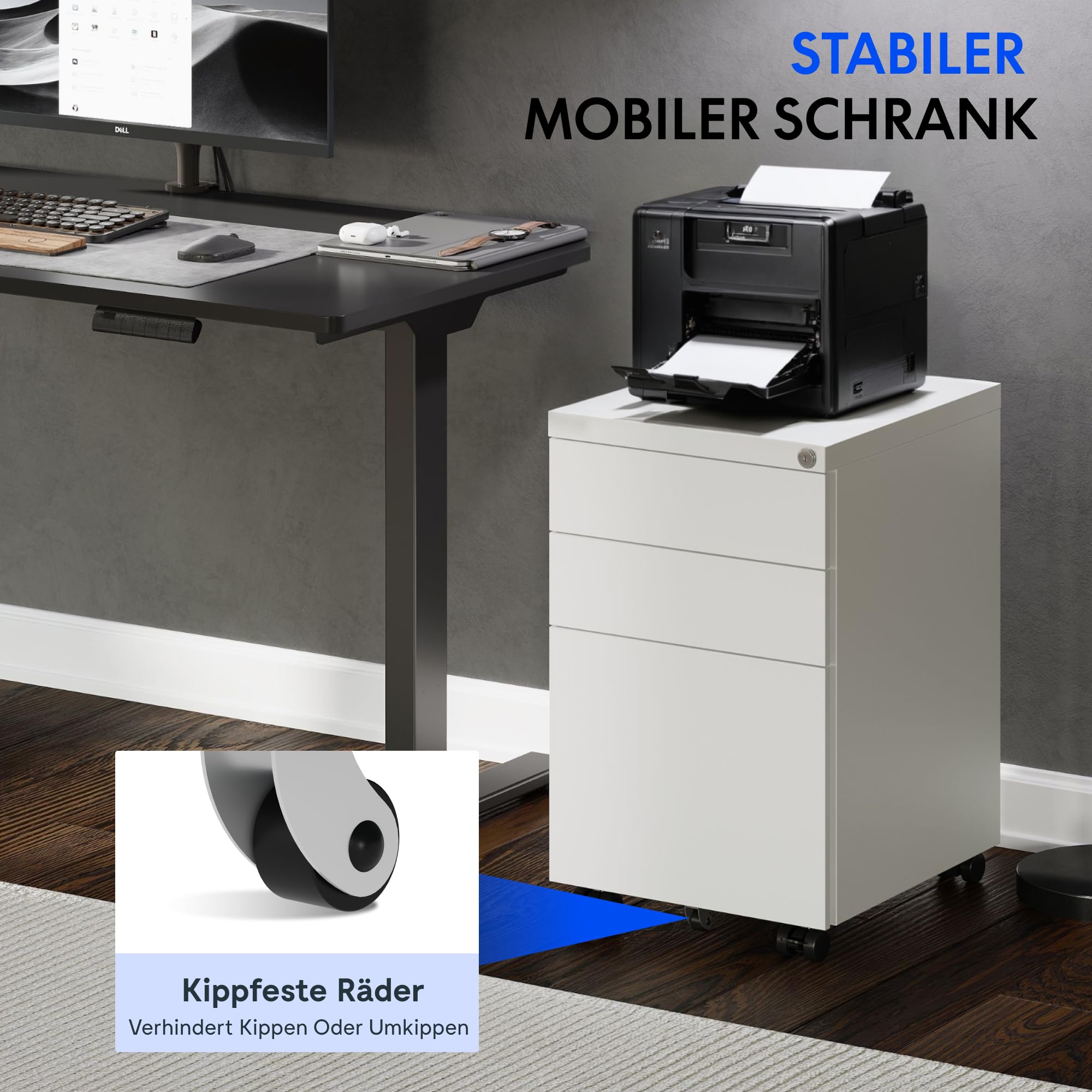 flexispot-rollcontainer-mit-3-schubladen-abschlie-barer-mobiler-aktenschrank-mit image 3