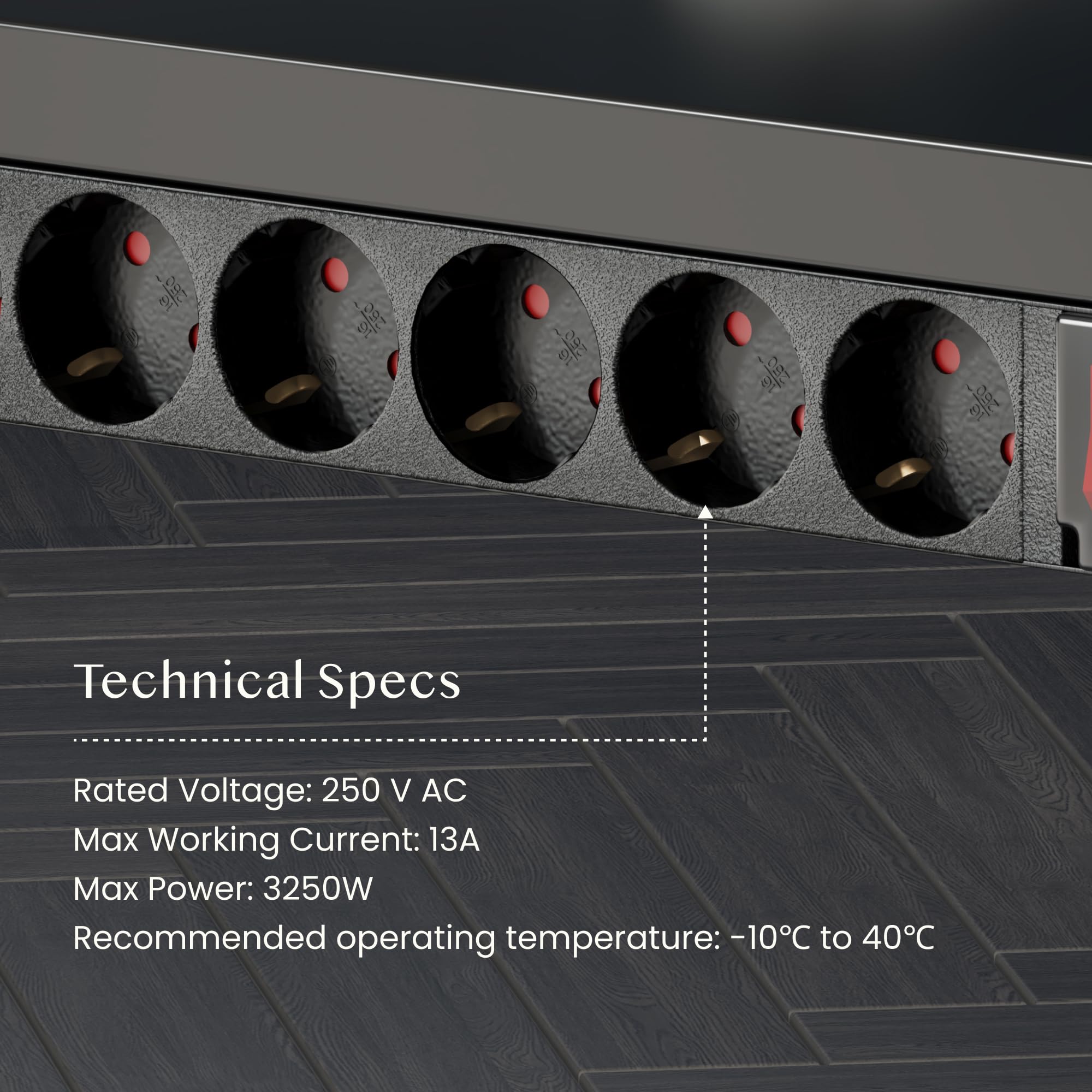 flexispot-6-fach-aluminium-steckdosenleiste-mit-schalter-3-m-kabel-16a-4000w-sch image 3