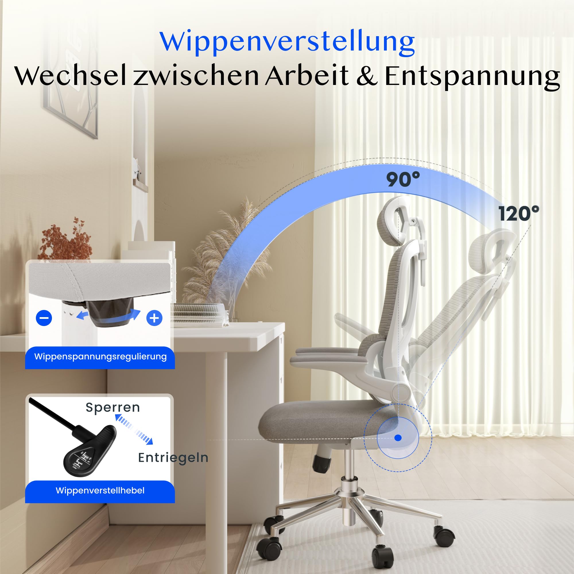 flexispot-ergonomischer-b-rostuhl-mit-2d-kopfst-tze-schreibtischstuhl-mit-klappb image 6