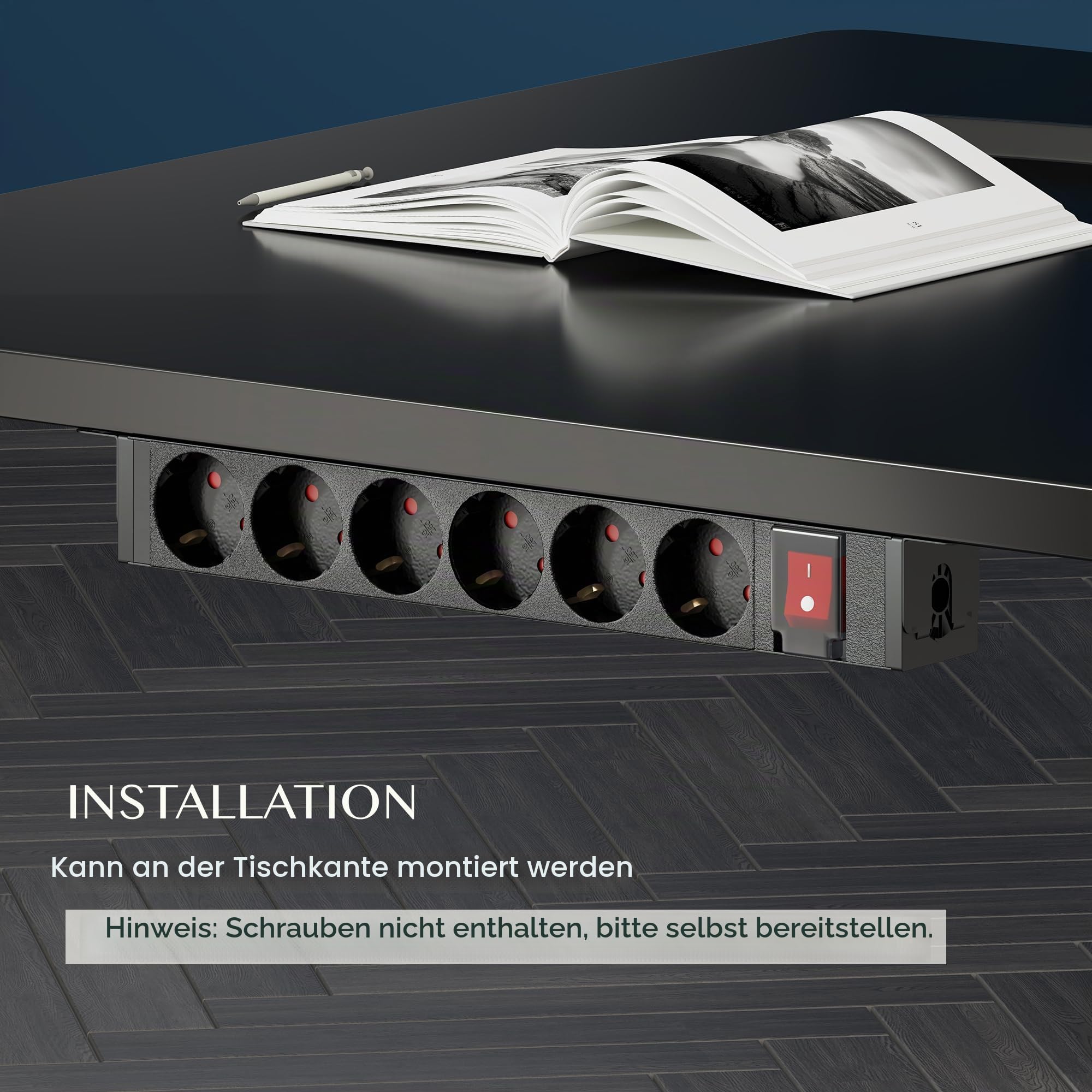 flexispot-6-fach-aluminium-steckdosenleiste-mit-schalter-3-m-kabel-16a-4000w-sch image 6