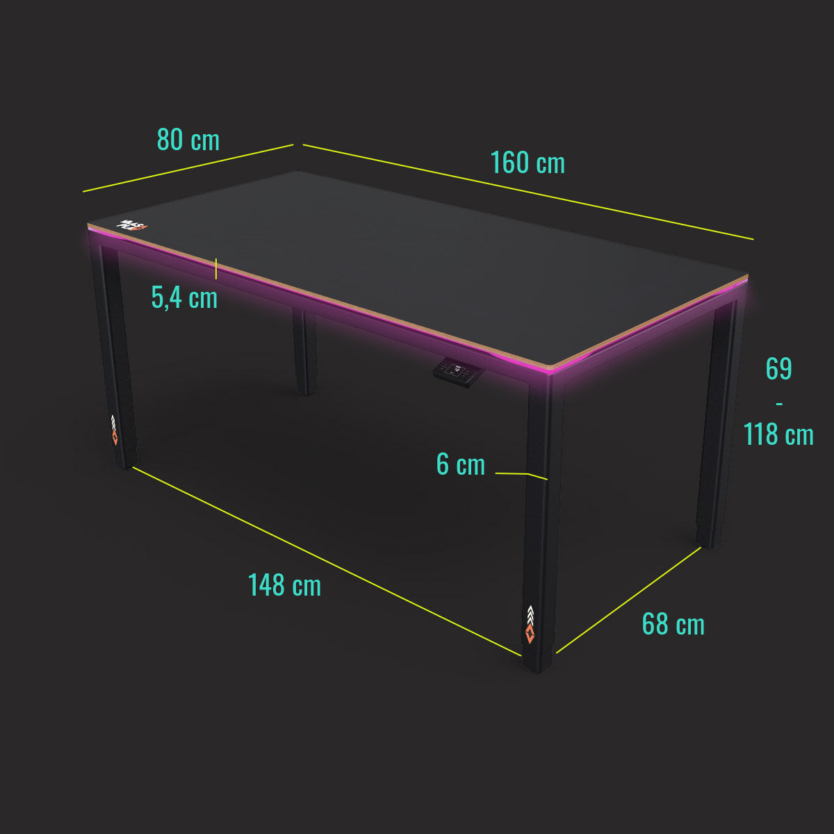 yaasa-desk-four-play-h-henverstellbarer-gaming-tisch-mit-4-motoren-170-kg-tragla image 3